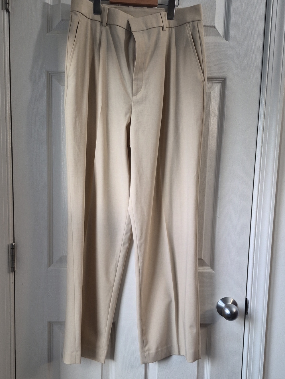 Women's Uniqlo Classic Pleated Dress Pants in Beige